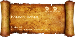 Mateas Menta névjegykártya